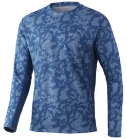 Huk Icon X Running Lakes Long Sleeve Shirt - Titanium Blue - 3X-Large